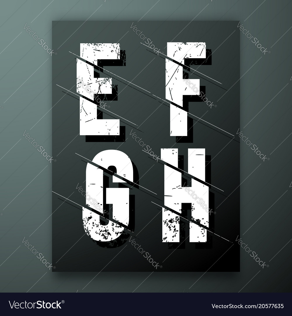 Glitch letter font template Royalty Free Vector Image