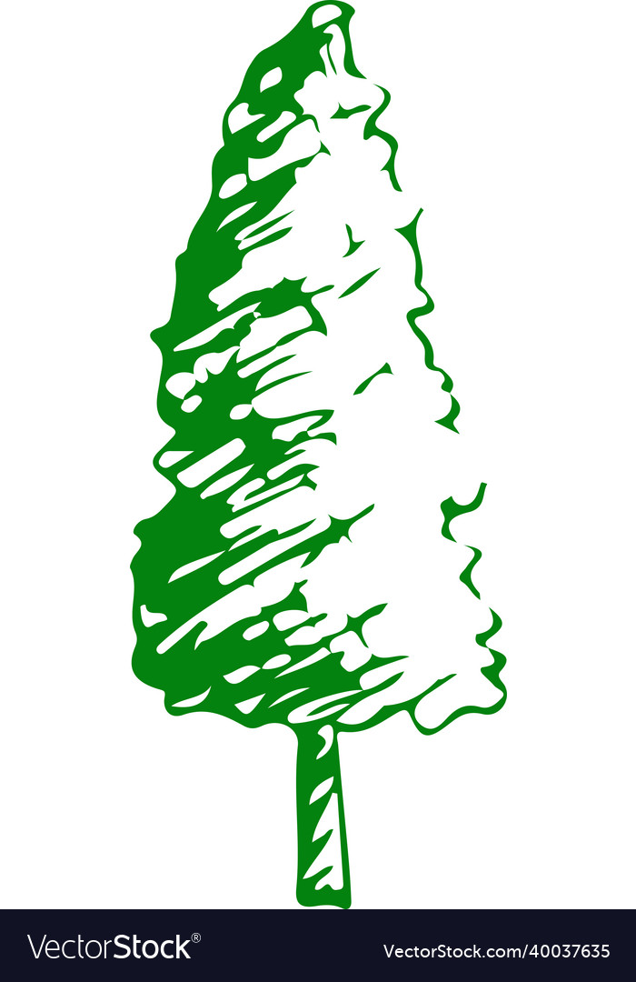 Hand drawn tree icon with leaf sign design