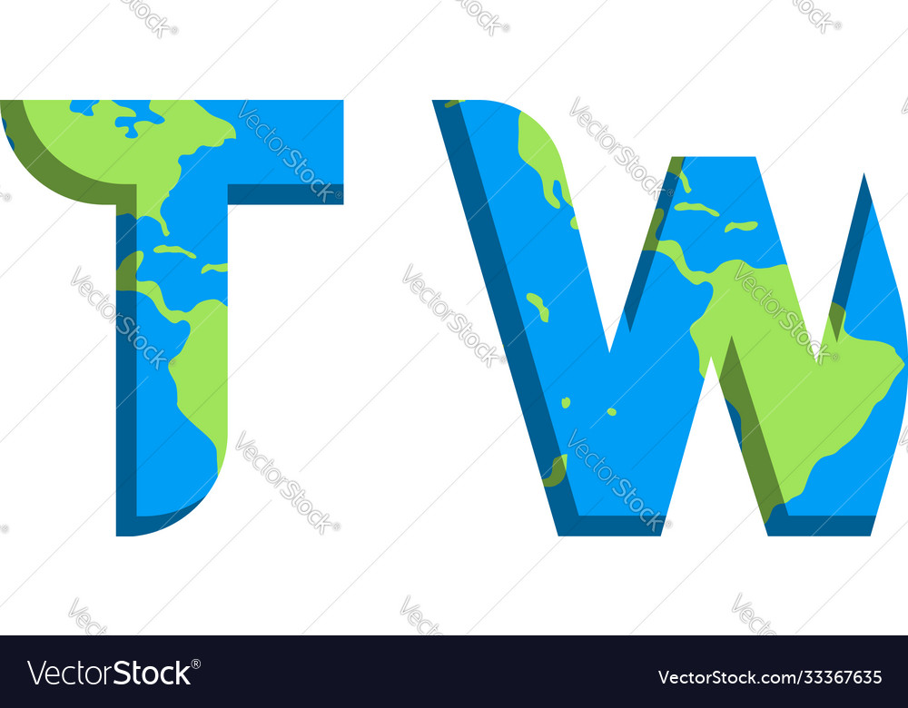 Initial tw logo design with world map style