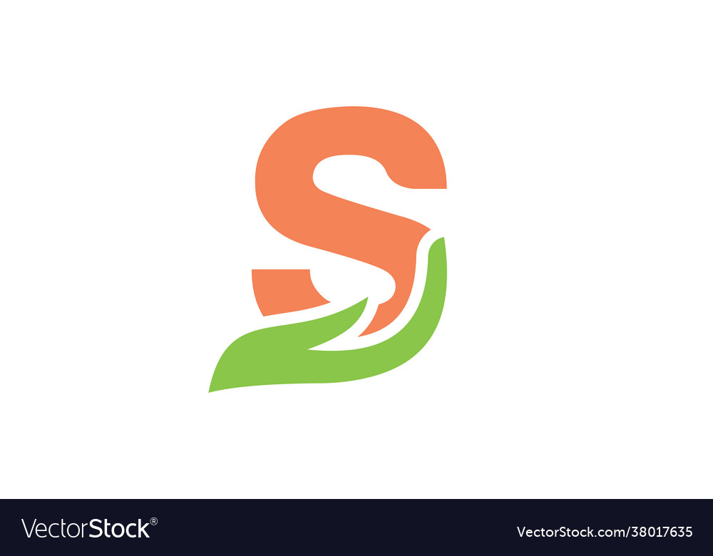 S letter logo with hand concept design