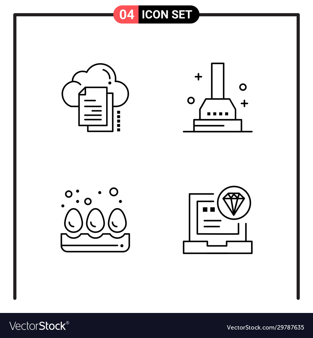 Set 4 line style icons for web and mobile