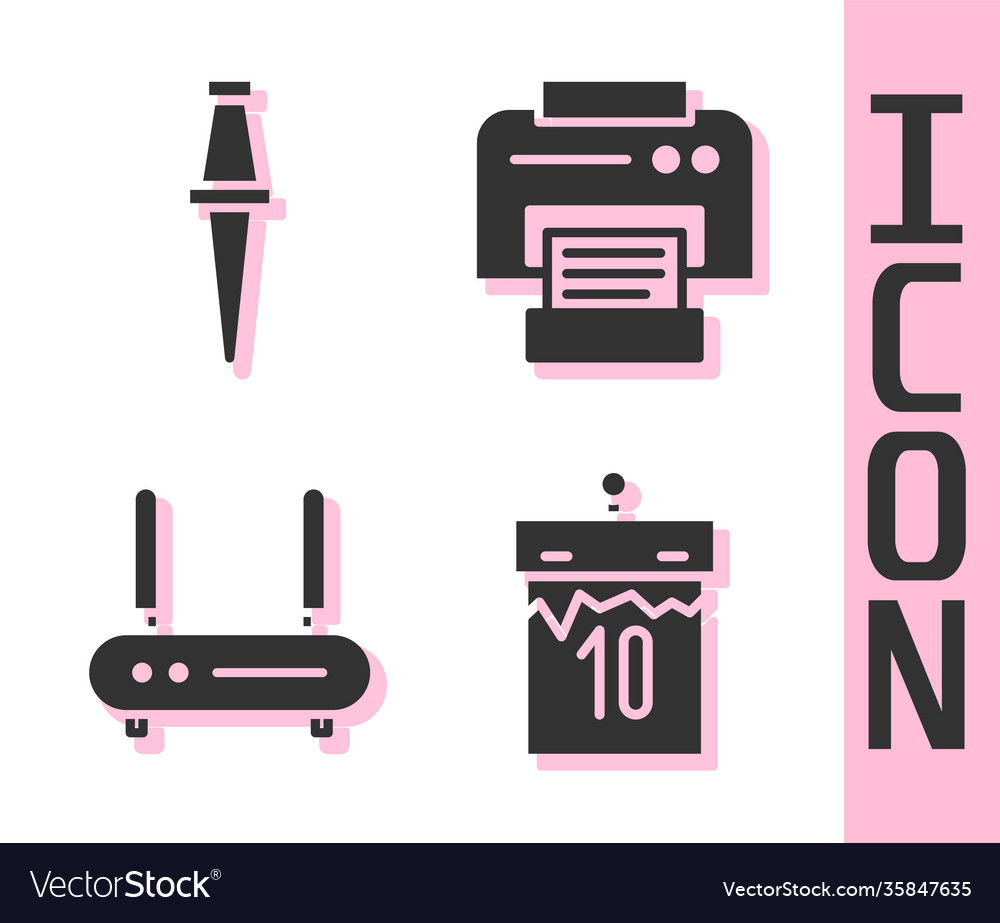 Set calendar push pin router and wi-fi signal vector image Set calendar push pin router and wi-fi signal
