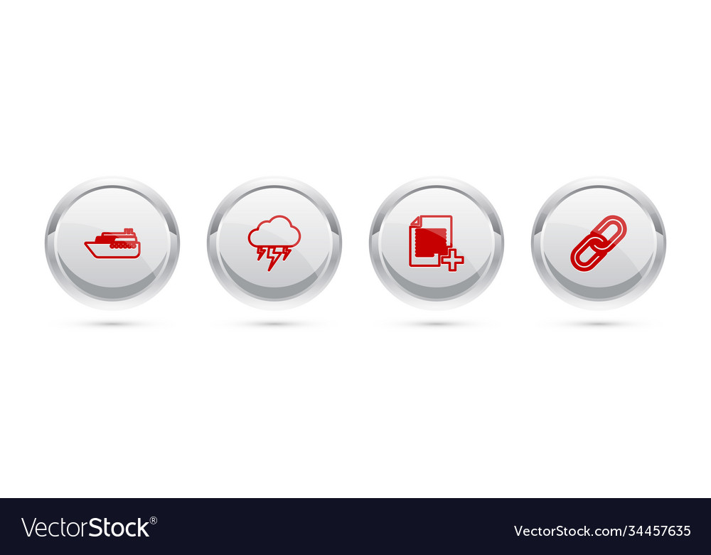 Set line ship storm add new file and chain link vector image Set line ship storm add new file and chain link