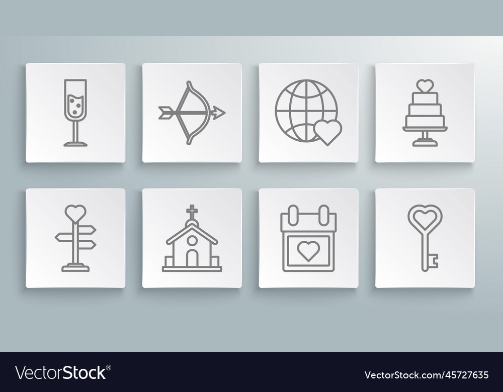 Set line signpost with heart bow and arrow vector image Set line signpost with heart bow and arrow