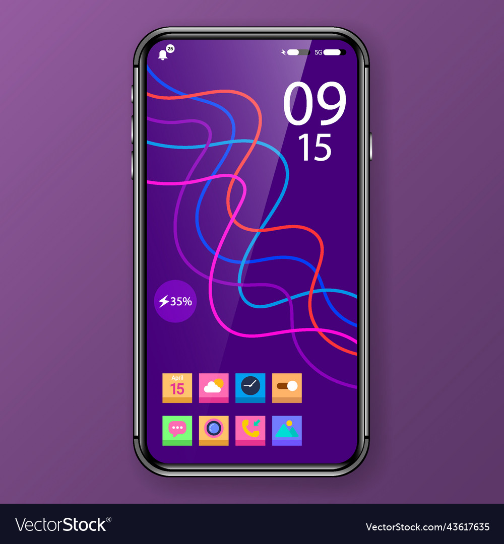 Widget mobile application user interface purple