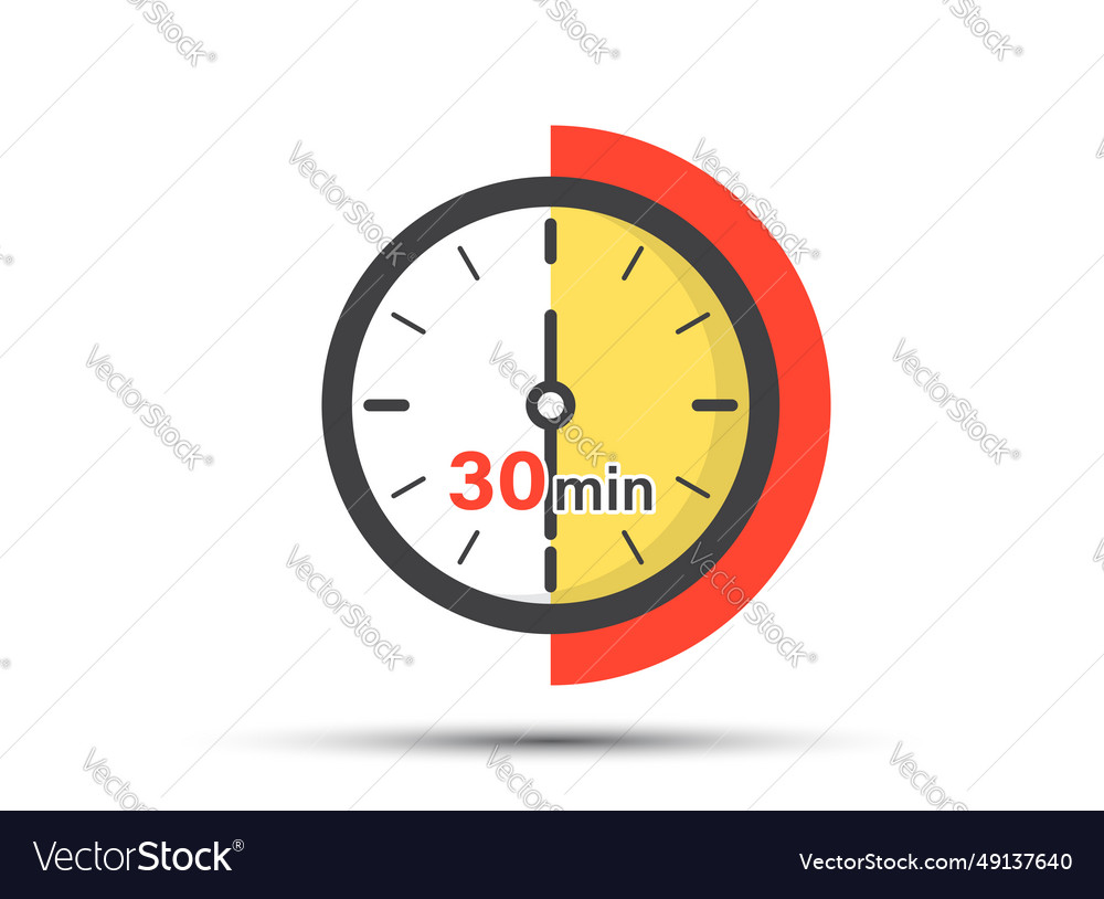 30 minutes on stopwatch icon in flat style clock Vector Image