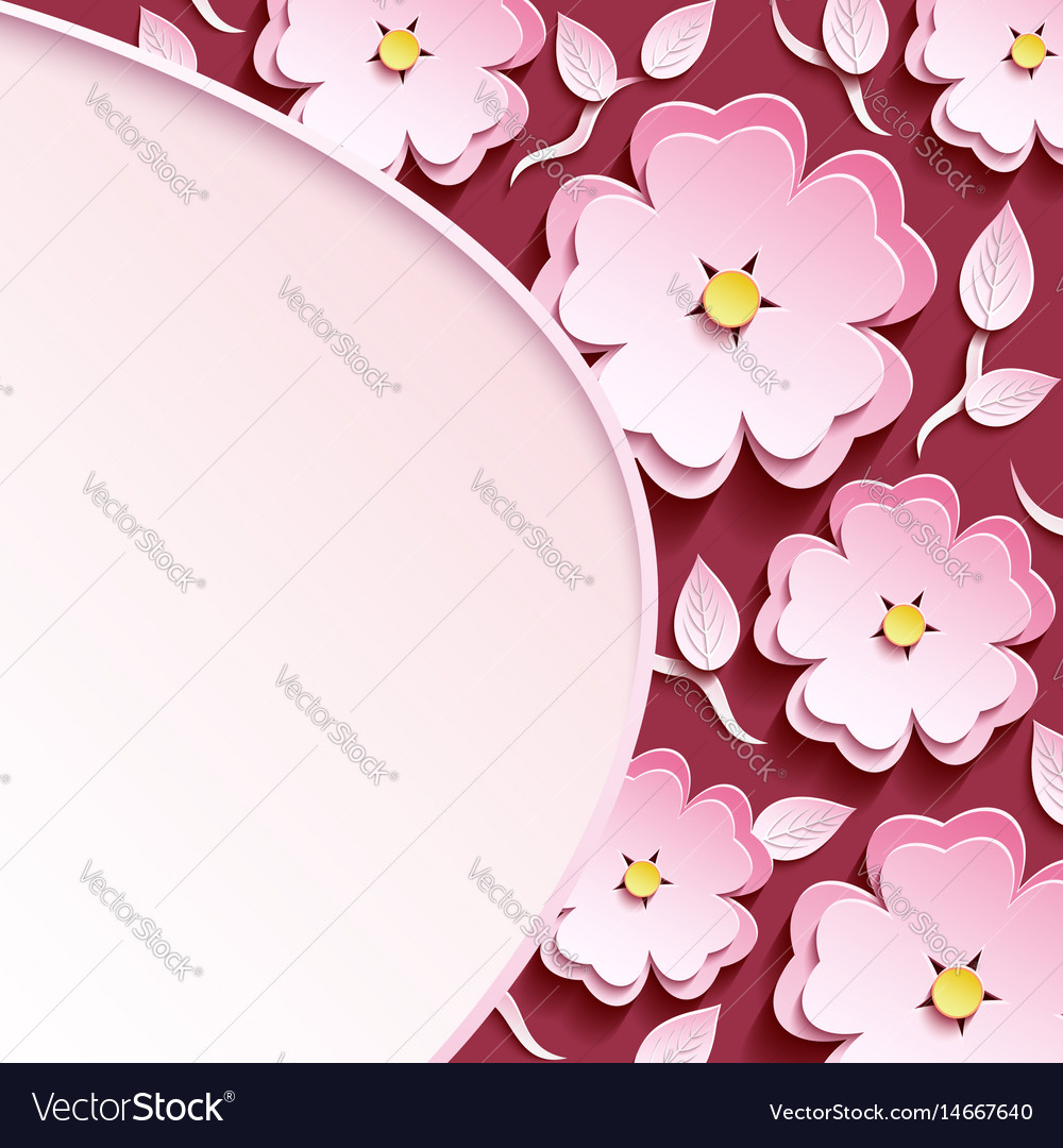 background with 3d sakura and leaf royalty free vector image 3d paper flower calendar