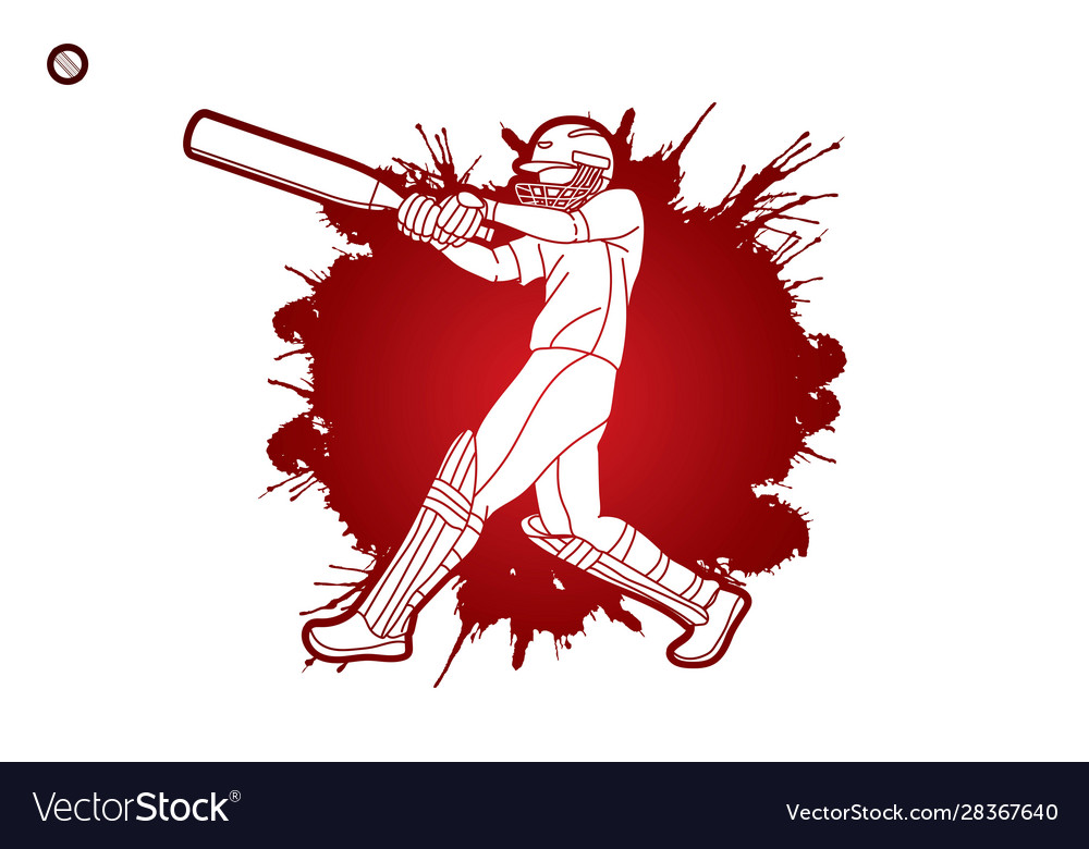 Cricket player action cartoon sport graphic Vector Image