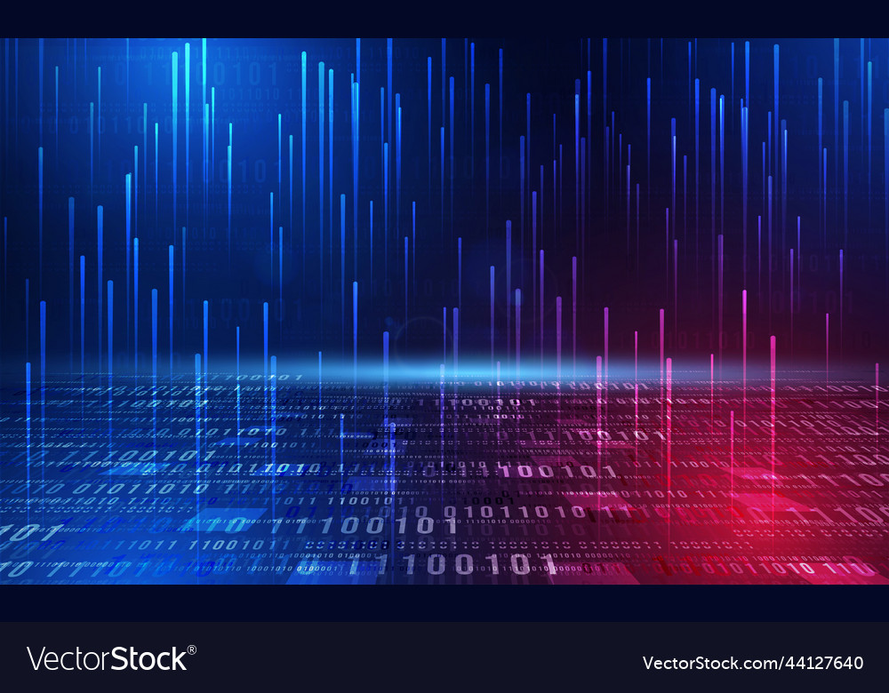 Digital technology binary code blue background ai vector image Digital technology binary code blue background ai