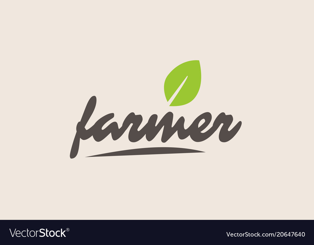 farmer-word-or-text-with-green-leaf-handwritten-vector-image