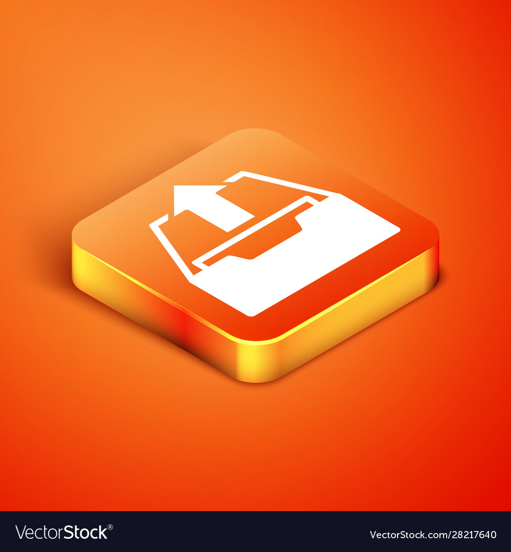 Isometrisches Upload-Inbox-Symbol isoliert auf orange vector image Isometrisches Upload-Inbox-Symbol isoliert auf orange