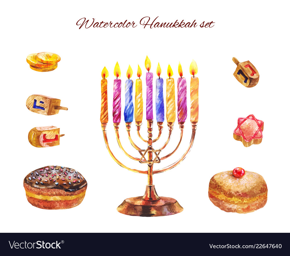 Jewish Holiday Hanukkah With Menorah Royalty Free Vector