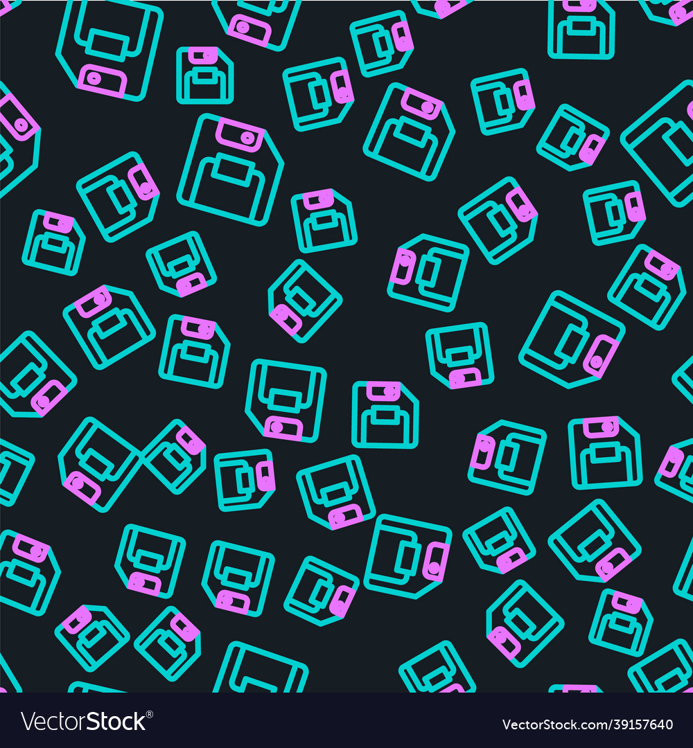 Line floppy disk for computer data storage icon