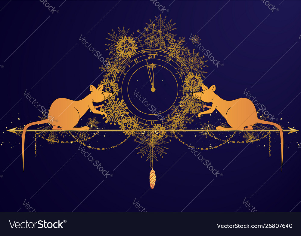 New year background with rats and snowflakes