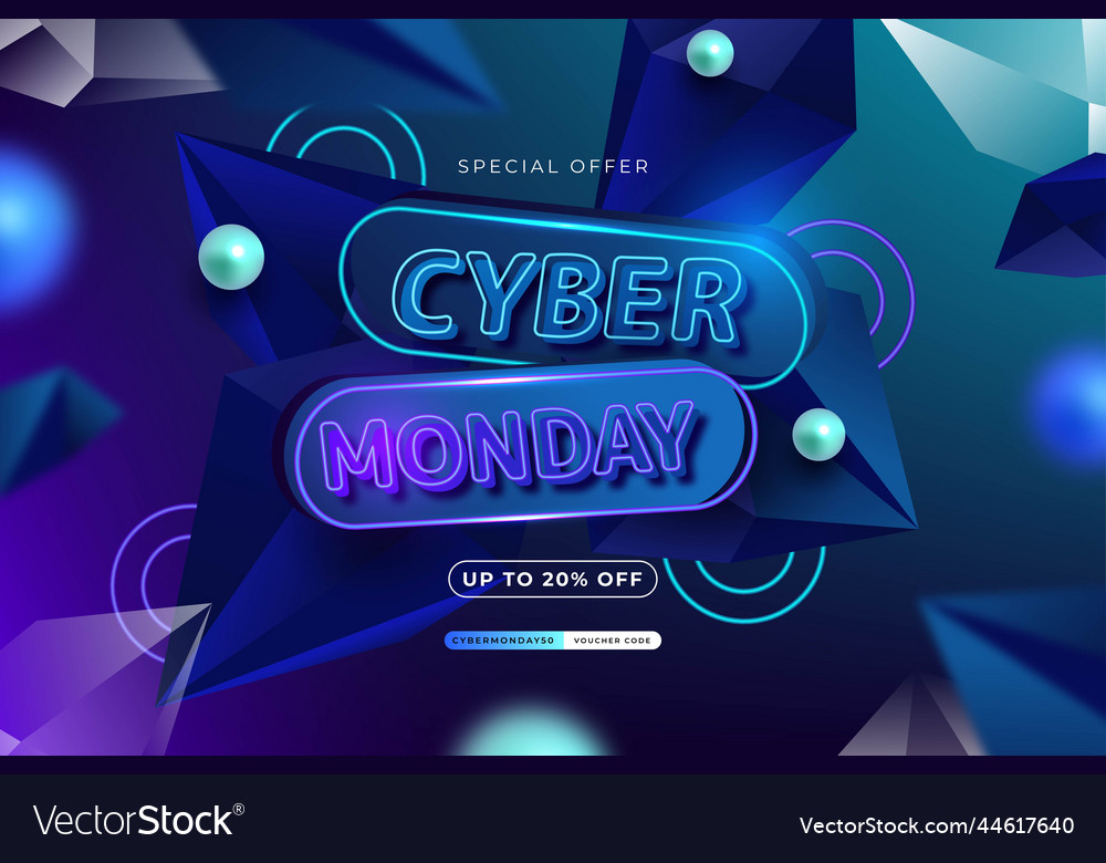 Realistic polygonal cyber monday background design