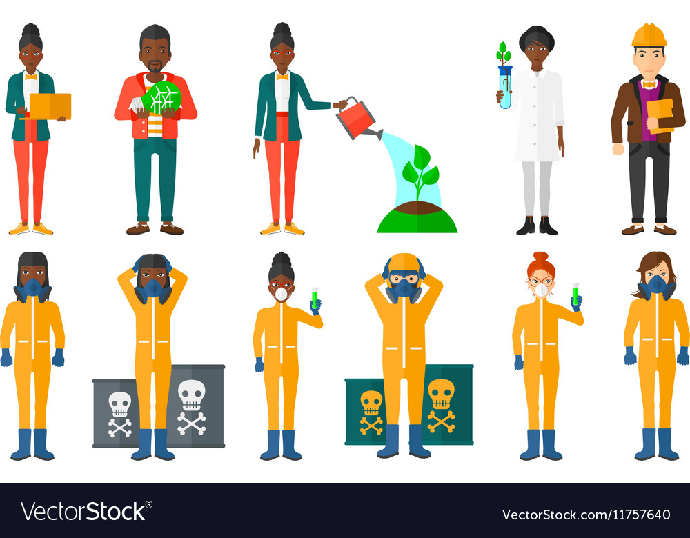 Set of characters on ecology issues