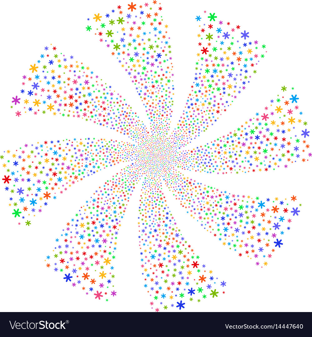 Snowflake fireworks swirl rotation