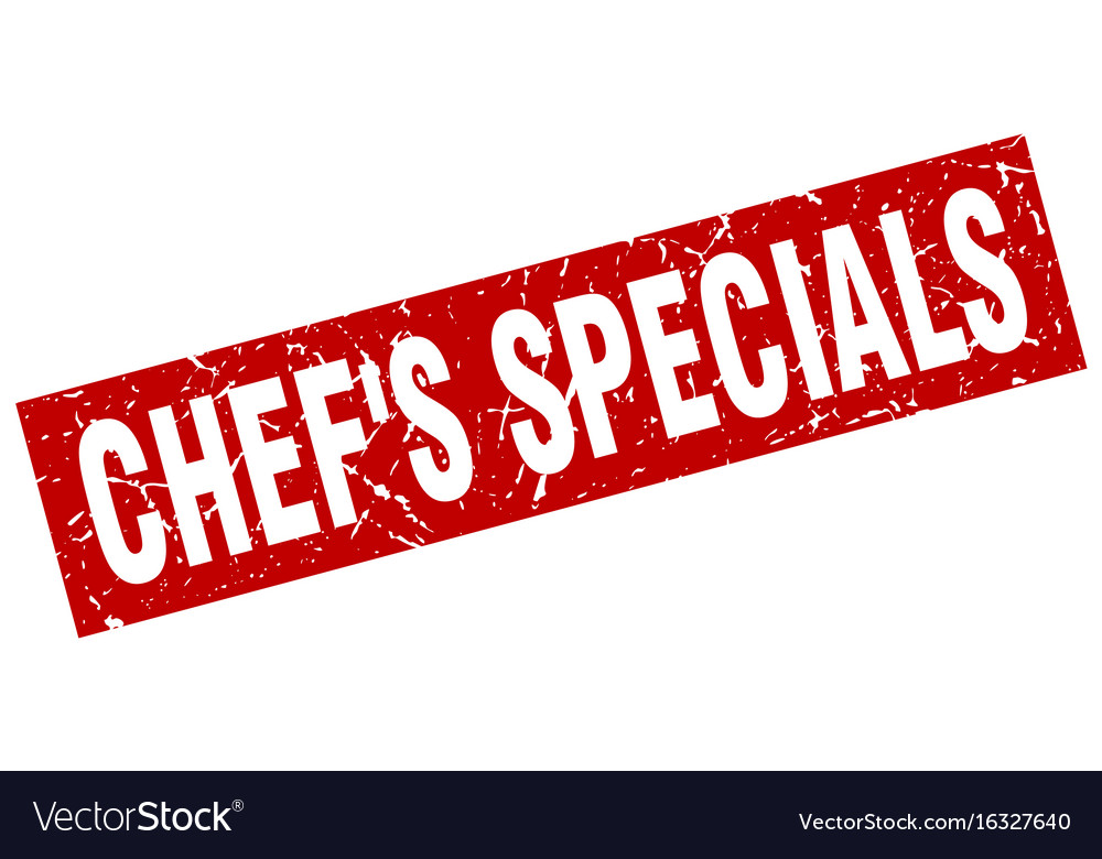 Square grunge red chefs specials stamp Royalty Free Vector