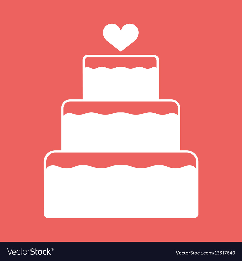 Stacked Wedding Cake Dessert With Heart Topper Vector Image