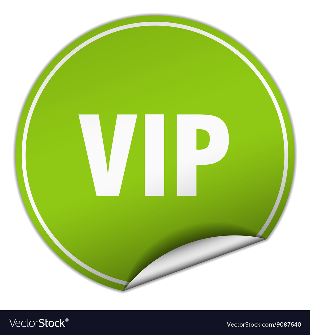 Vip round green sticker isolated on white