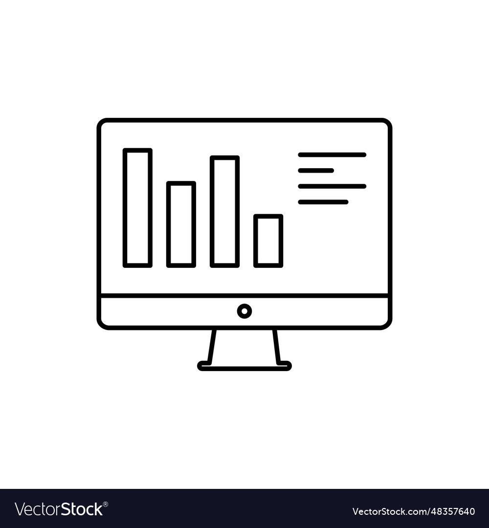 Web analytic information on computer screen line vector image Web analytic information on computer screen line