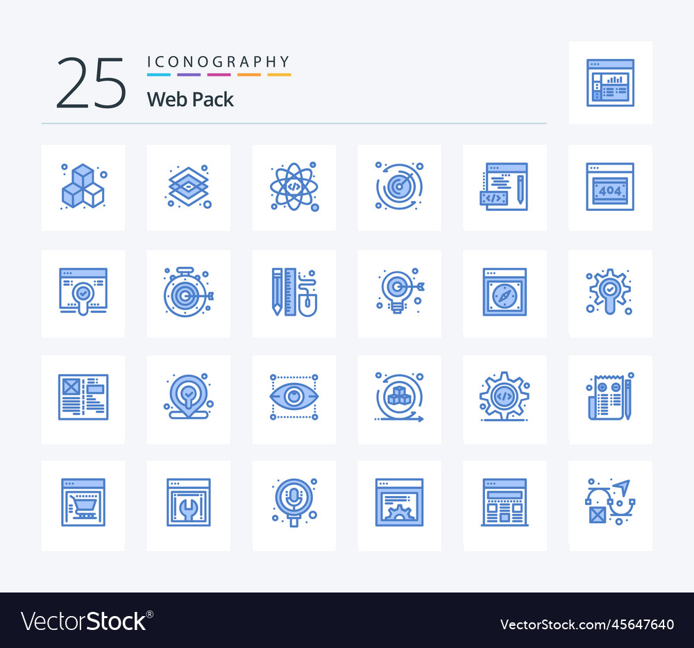 Web pack 25 blue color icon including error