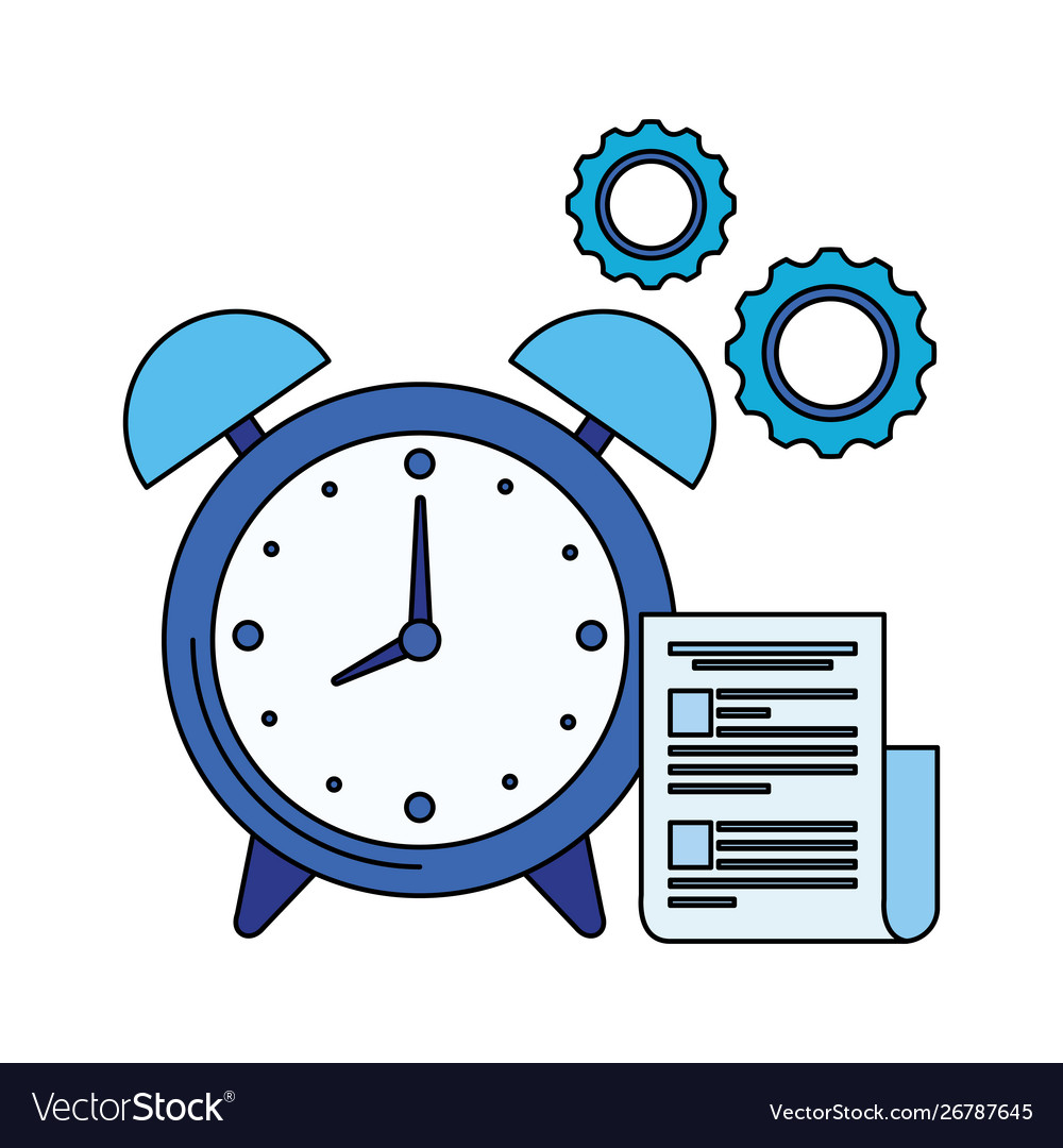 Alarm clock with document file Vector Image Alarm clock with document file