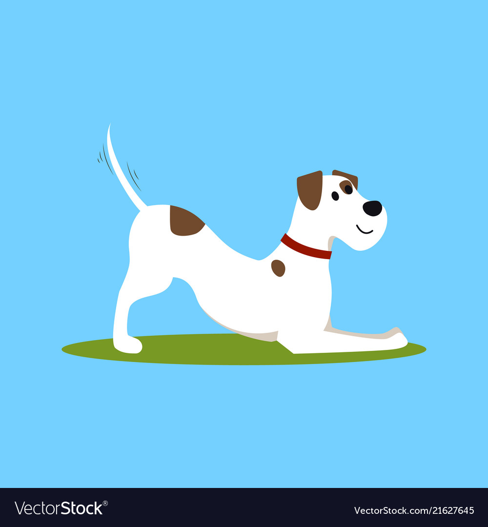 Cartoon color funny puppy on green grass Vector Image