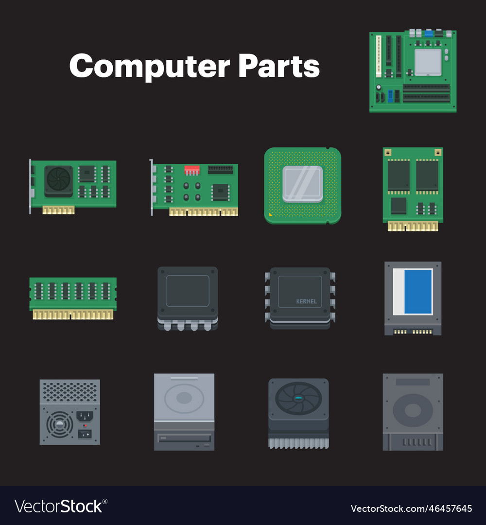 Computer parts Royalty Free Vector Image - VectorStock