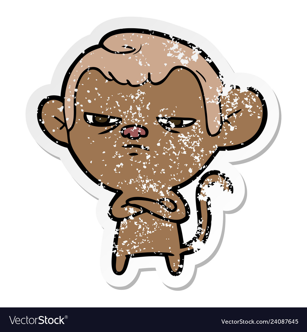 Distressed sticker of a cartoon monkey Royalty Free Vector