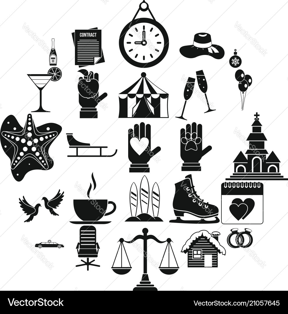 Elation icons set simple style Royalty Free Vector Image