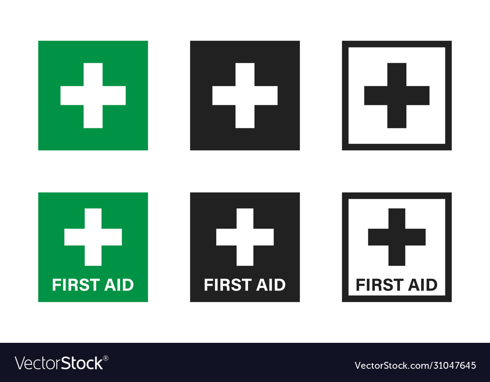 First aid cross isolated icon flat button