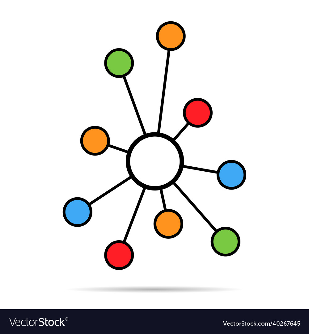 Hub flat network icon connect structure symbol vector image Hub flat network icon connect structure symbol