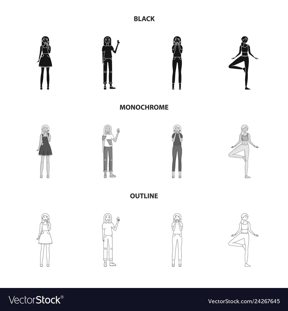 Isolated object of posture and mood symbol set