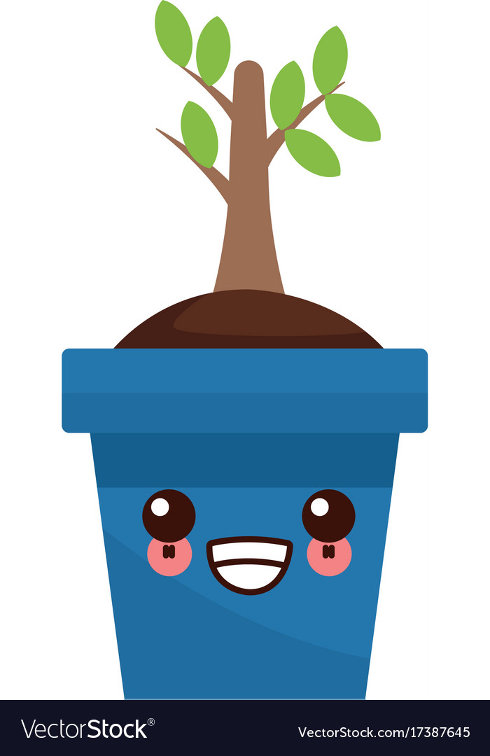 Plant in vase kawaii cartoon