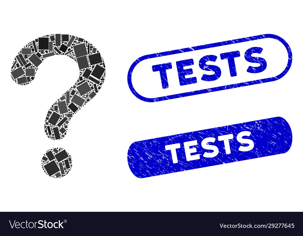 Rectangle mosaic question with grunge tests stamps vector image Rectangle mosaic question with grunge tests stamps
