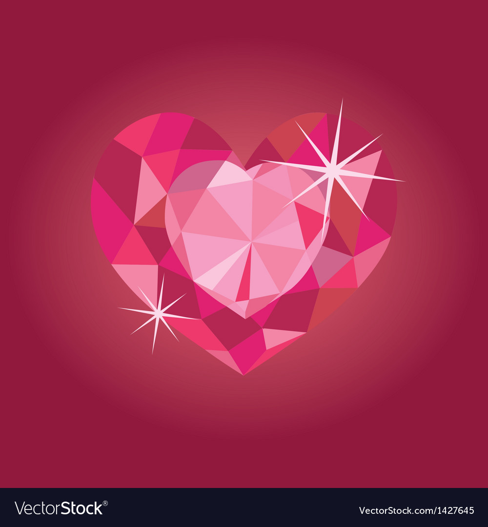 Ruby heart on red background