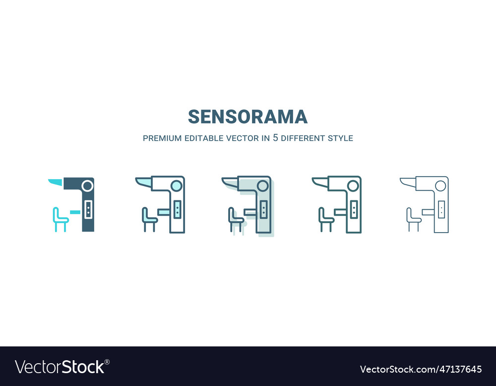 Sensorama icon in 5 different style outline