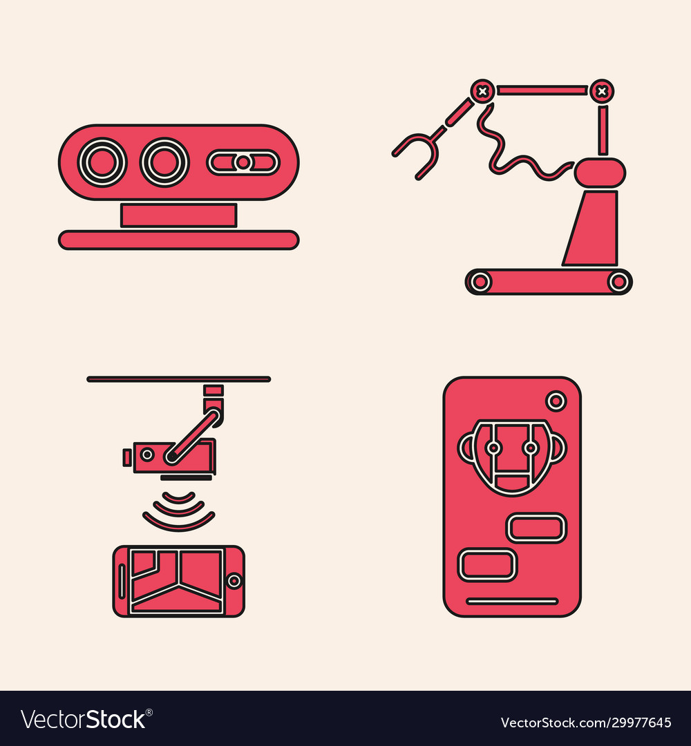 Set bot 3d scanning system industrial machine vector image Set bot 3d scanning system industrial machine