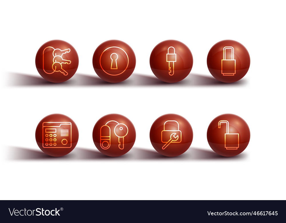 Set line bunch of keys house intercom system vector image Set line bunch of keys house intercom system