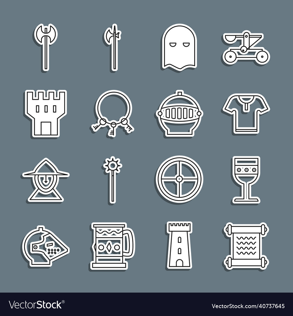 Set line decree parchment scroll medieval Vector Image Set line decree parchment scroll medieval