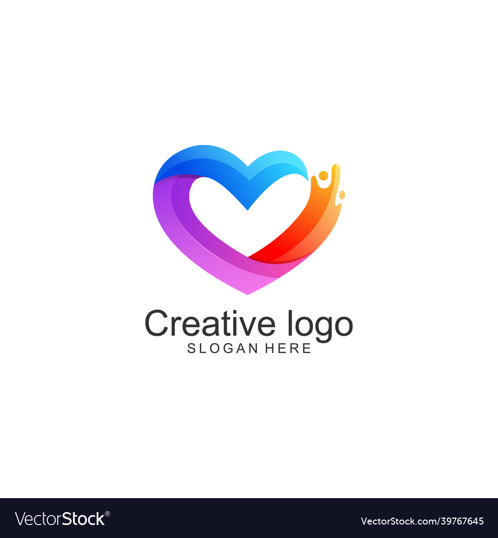 Simple love colorful logo template
