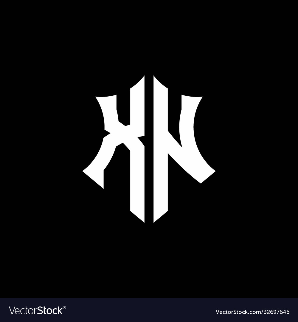 Xn monogram logo with a sharp shield style