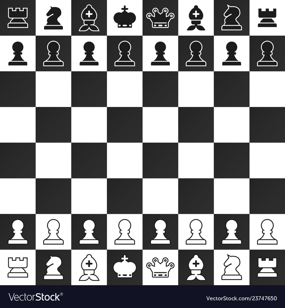 Premium Vector  Chess figures on chessboard top view black and