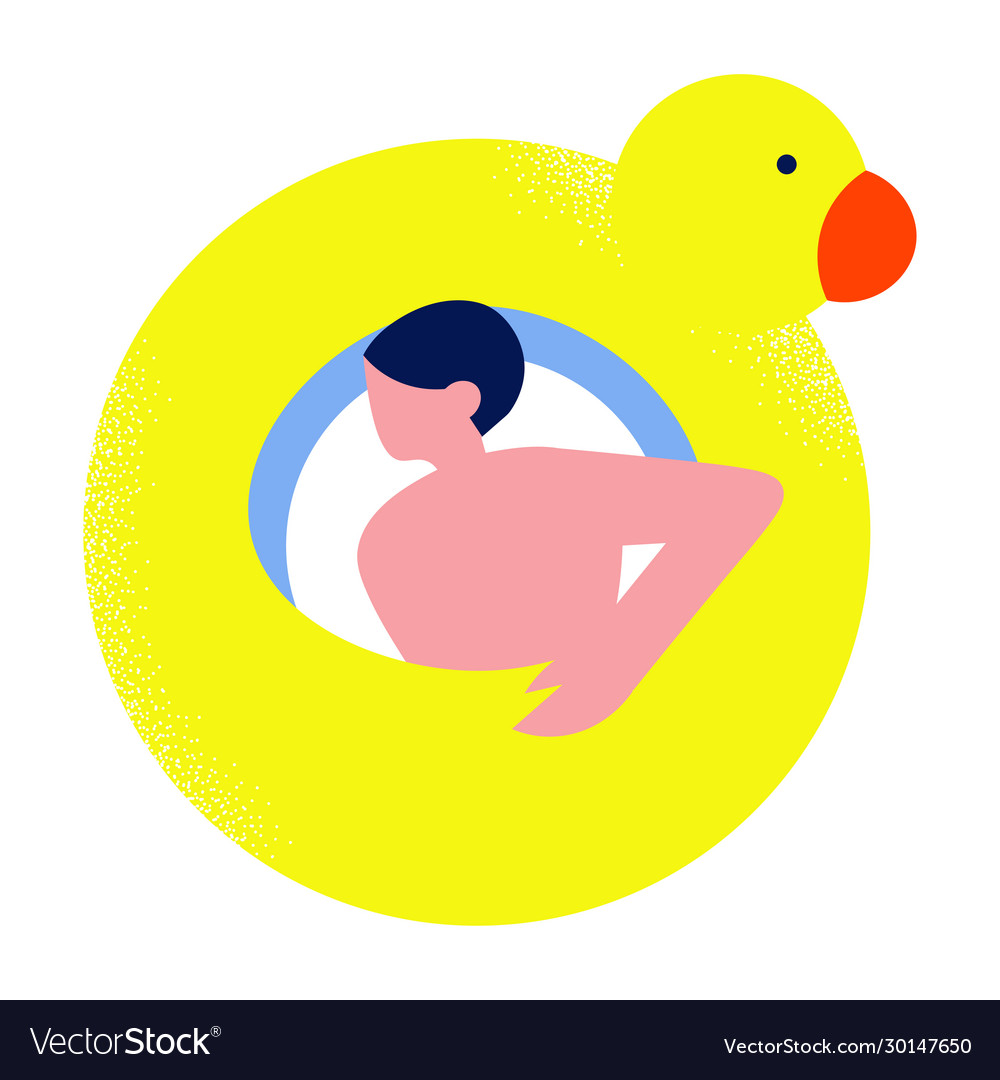 Black-haired man resting on yellow floating vector image Black-haired man resting on yellow floating