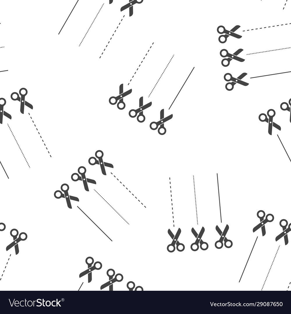 Cut line icon with scissors seamless pattern