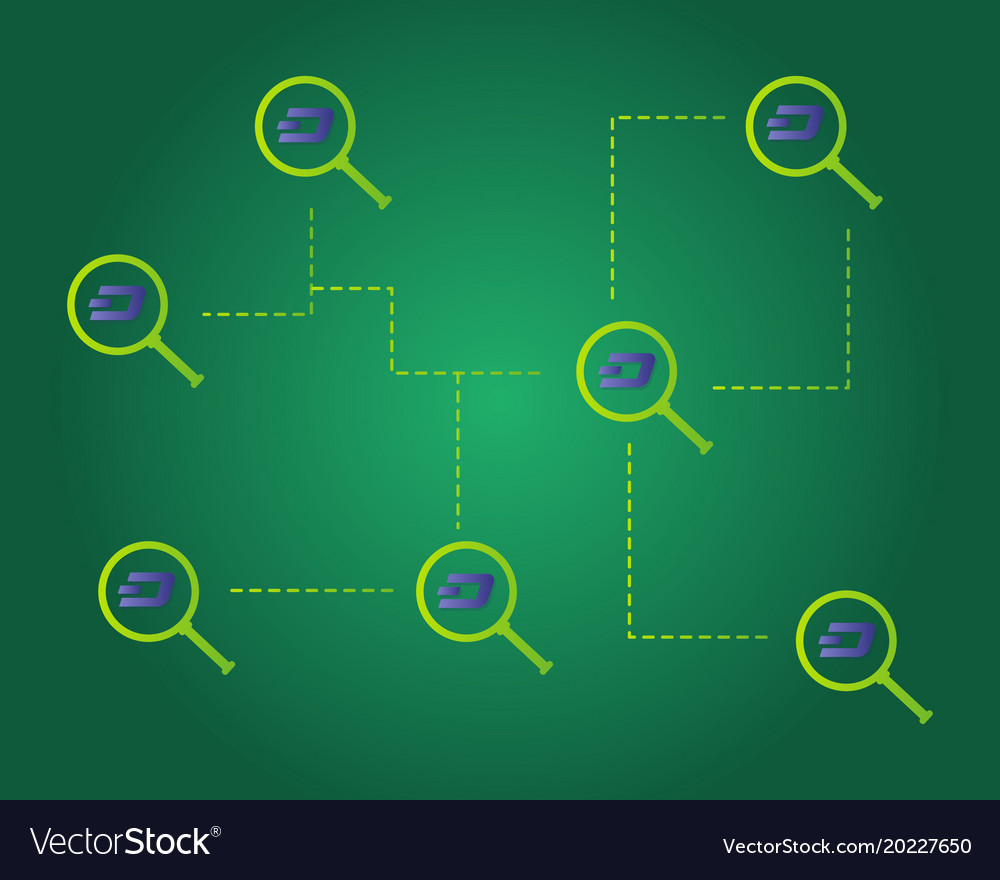 Dash blockchain technology on green background