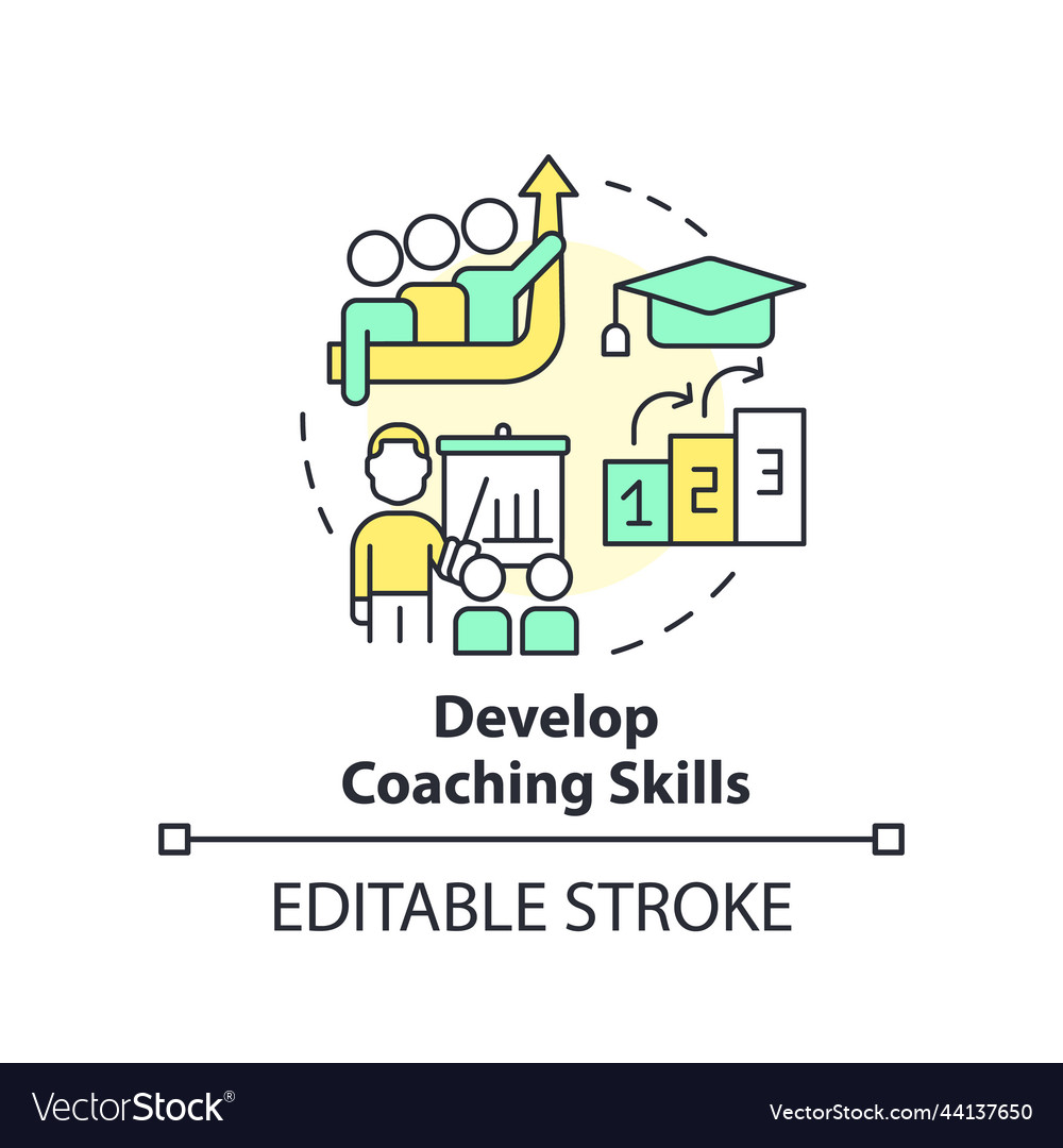 Develop coaching skills concept icon