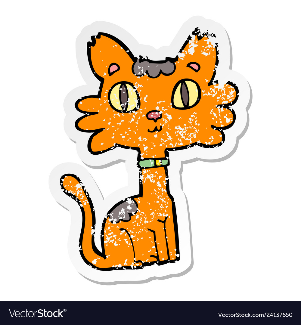 Distressed sticker of a cartoon cat Royalty Free Vector