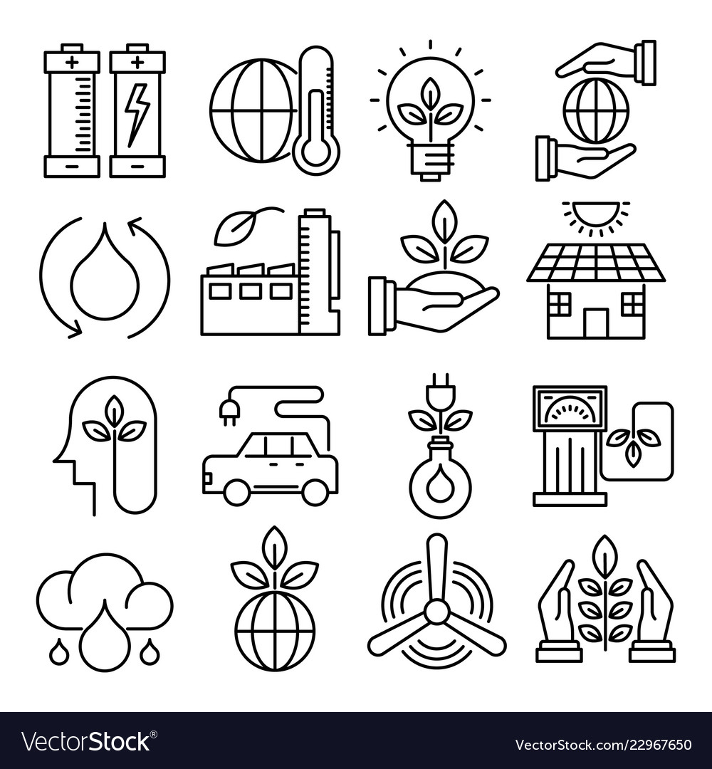 Ecology outline icons Royalty Free Vector Image